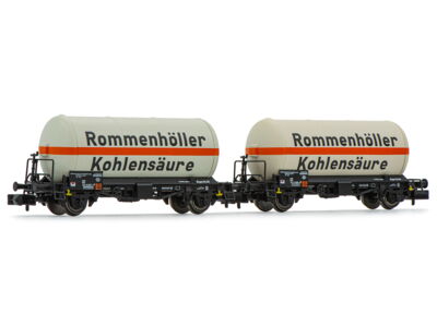 Güterwagen Set Gaskesselwagen Rommenhöller Kohlensäure DB Ep.IV 2-teilig